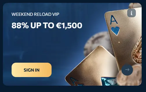 Golden diamond-encrusted dice on a dark blue background, presented as a weekend reload bonus banner to attract players to sign up for a 70% deposit match up to €700.